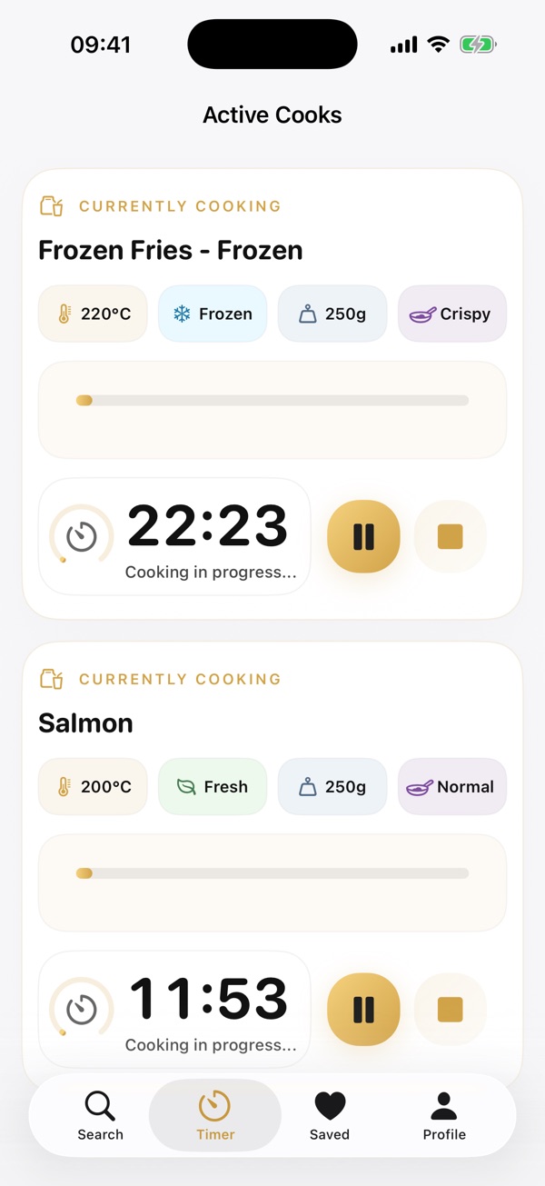 Two guided timers in Frygo
